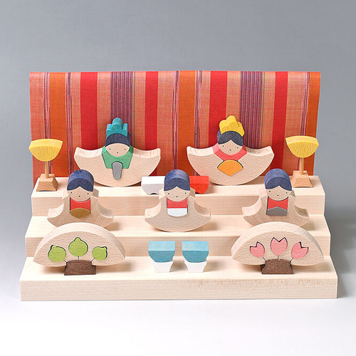 KH410Y銀杏円びな三段飾り・普通垂れ幕【黄】